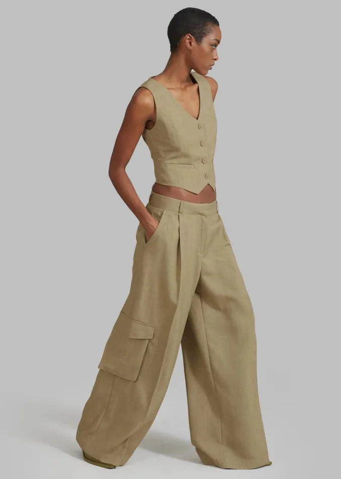 The Frankie Shop Gladys Cargo Pants 8211 Khaki Women Suits