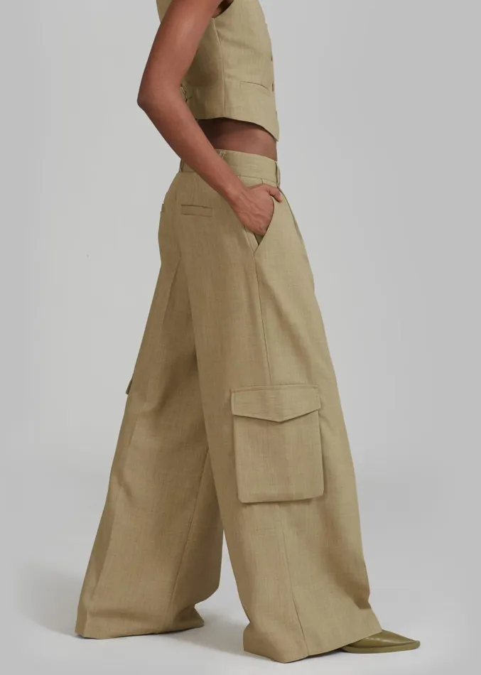 The Frankie Shop Gladys Cargo Pants 8211 Khaki Women Suits