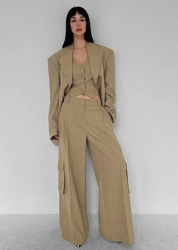 The Frankie Shop Gladys Cargo Pants 8211 Khaki Women Suits
