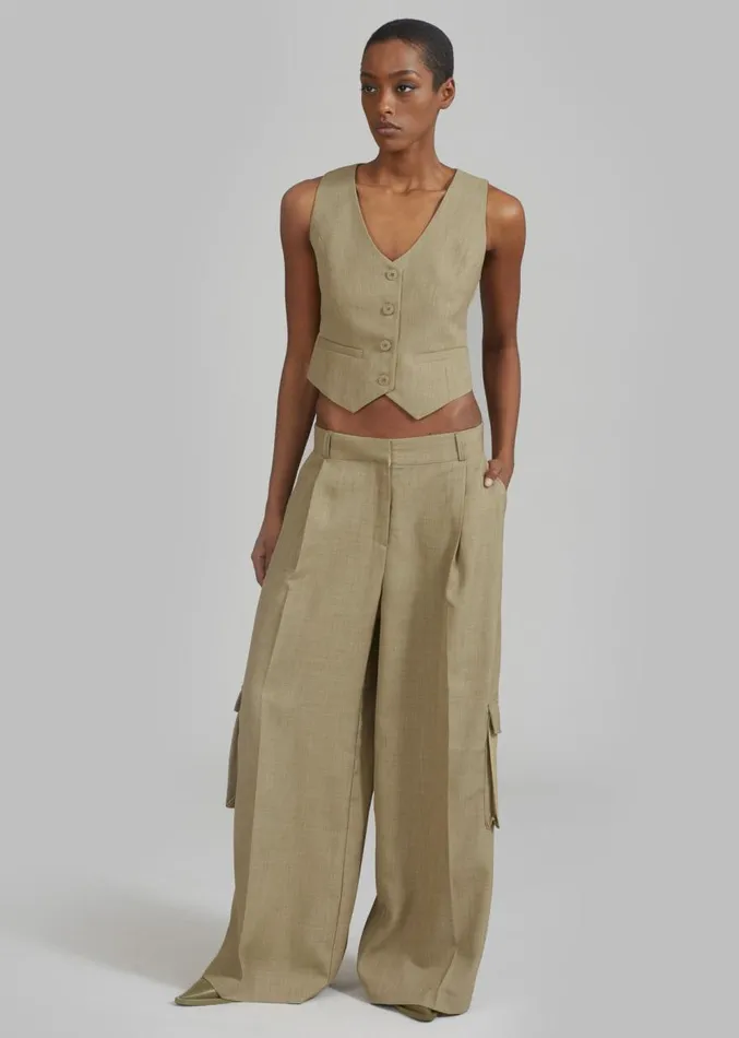 The Frankie Shop Gladys Cargo Pants 8211 Khaki Women Suits