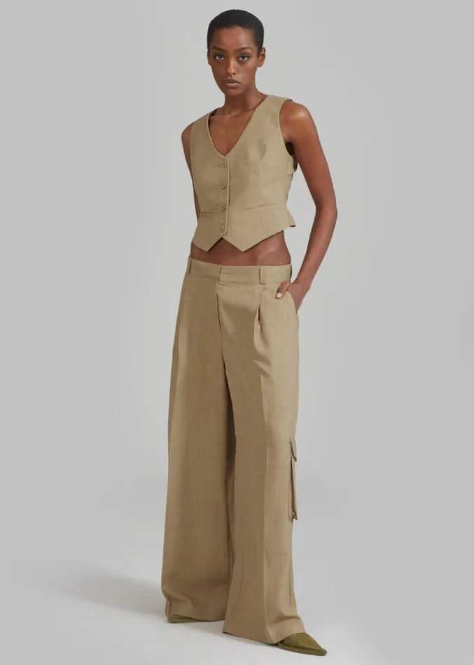 The Frankie Shop Gladys Cargo Pants 8211 Khaki Women Suits