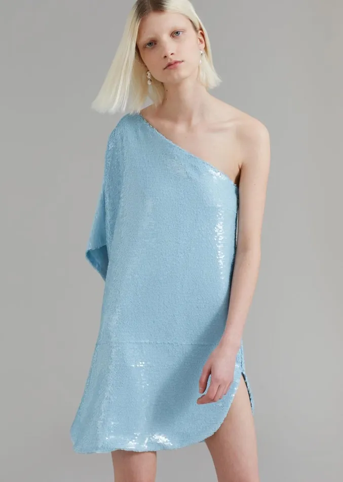 The Frankie Shop Gloria Sequins One Shoulder Dress 8211 Sky Women Dresses