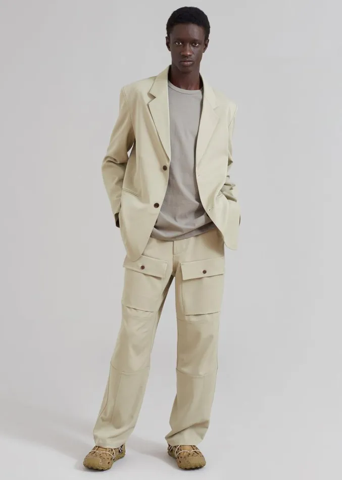 The Frankie Shop Grant Cargo Pants 8211 Slate Green Men Clothing