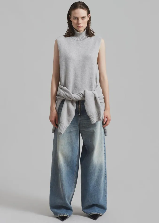 The Frankie Shop Haikure Bethany Zip Pants 8211 Dirty Blue Women Bottoms