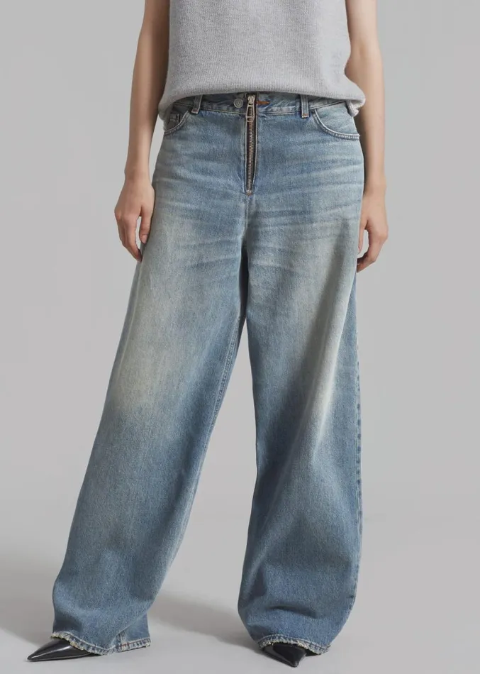 The Frankie Shop Haikure Bethany Zip Pants 8211 Dirty Blue Women Bottoms