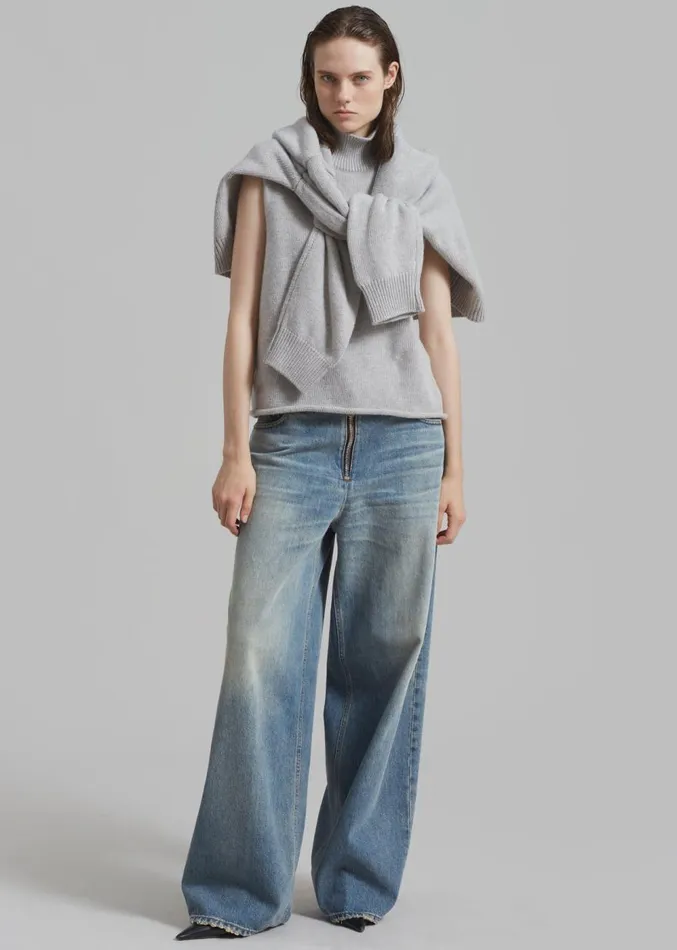 The Frankie Shop Haikure Bethany Zip Pants 8211 Dirty Blue Women Bottoms