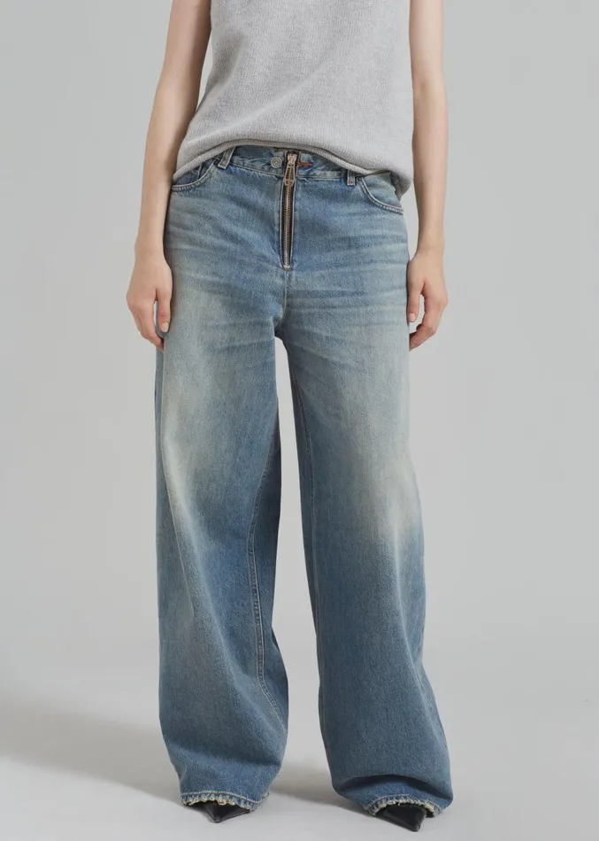 The Frankie Shop Haikure Bethany Zip Pants 8211 Dirty Blue Women Bottoms