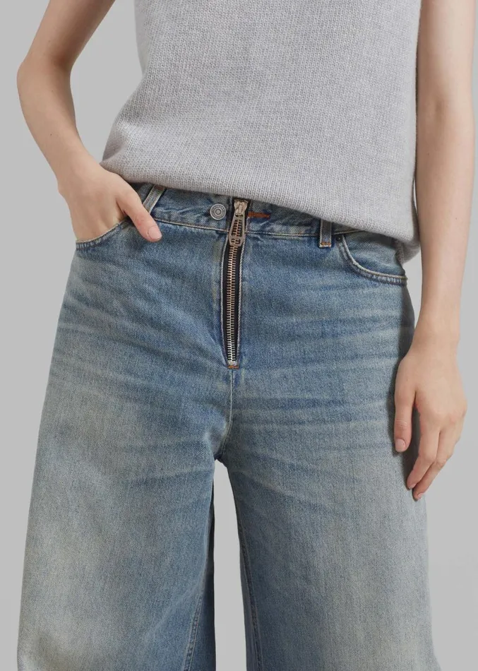 The Frankie Shop Haikure Bethany Zip Pants 8211 Dirty Blue Women Bottoms