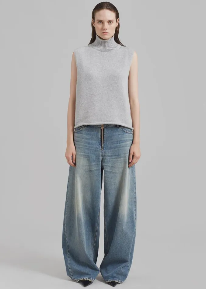 The Frankie Shop Haikure Bethany Zip Pants 8211 Dirty Blue Women Bottoms
