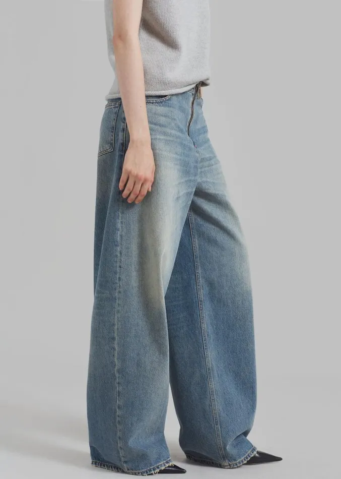 The Frankie Shop Haikure Bethany Zip Pants 8211 Dirty Blue Women Bottoms