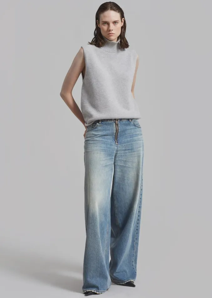 The Frankie Shop Haikure Bethany Zip Pants 8211 Dirty Blue Women Bottoms