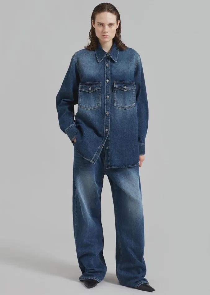 The Frankie Shop Haikure Octavia Shirt 8211 Old Blue Women Clothing
