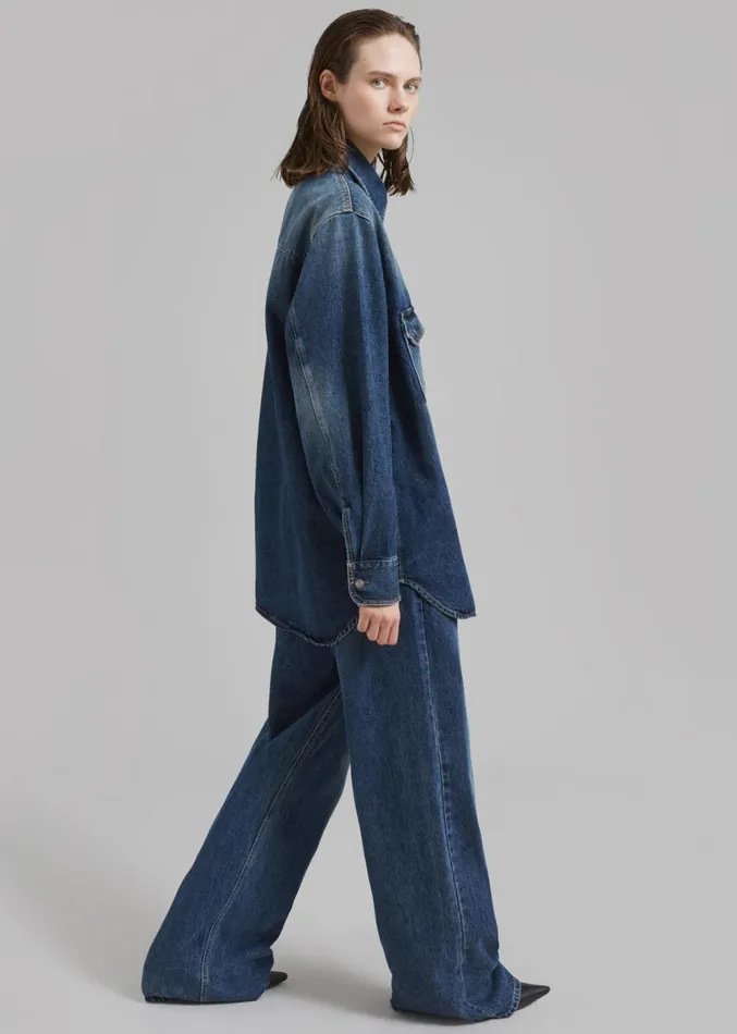 The Frankie Shop Haikure Octavia Shirt 8211 Old Blue Women Clothing
