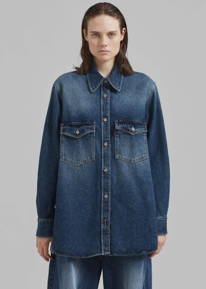 The Frankie Shop Haikure Octavia Shirt 8211 Old Blue Women Clothing