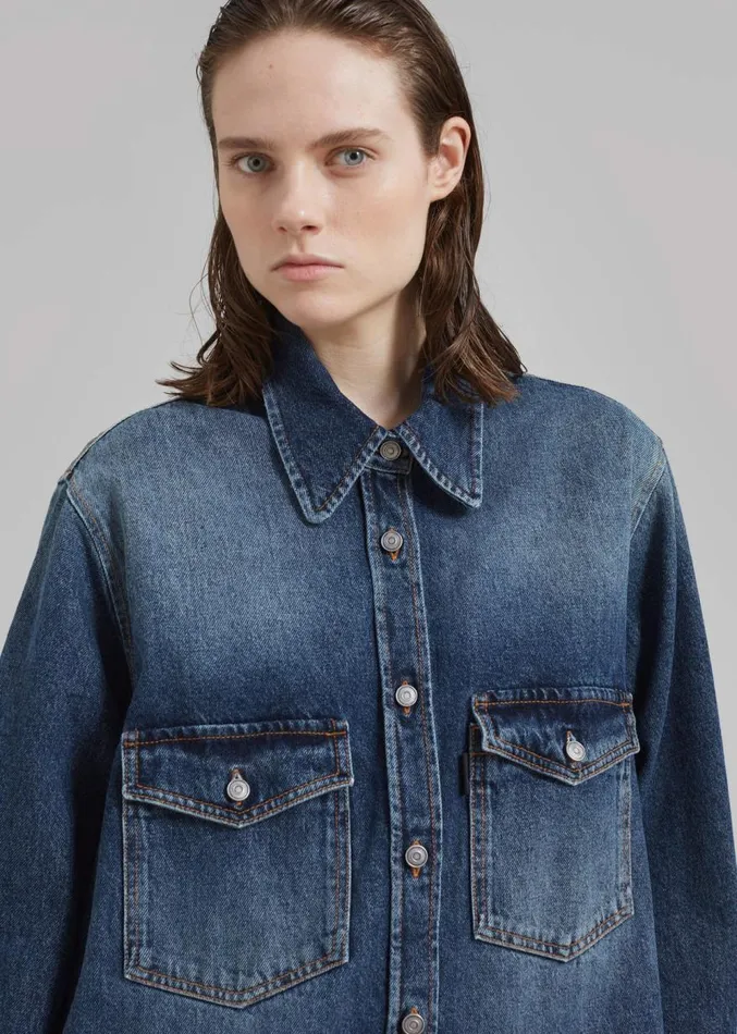 The Frankie Shop Haikure Octavia Shirt 8211 Old Blue Women Clothing