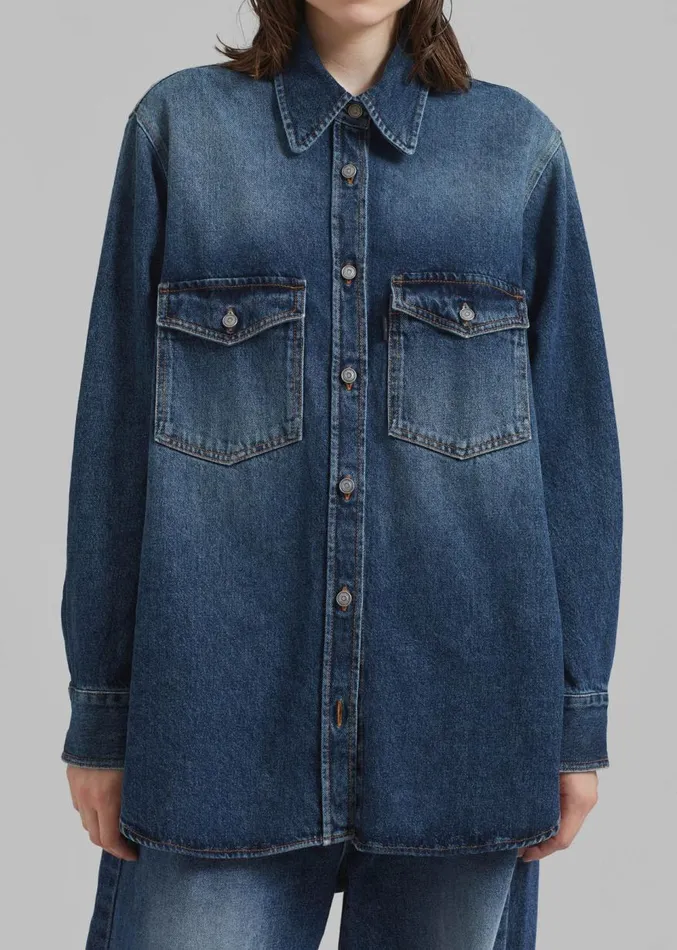 The Frankie Shop Haikure Octavia Shirt 8211 Old Blue Women Clothing