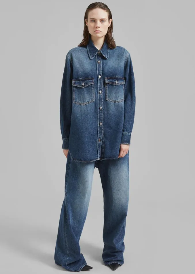 The Frankie Shop Haikure Octavia Shirt 8211 Old Blue Women Clothing