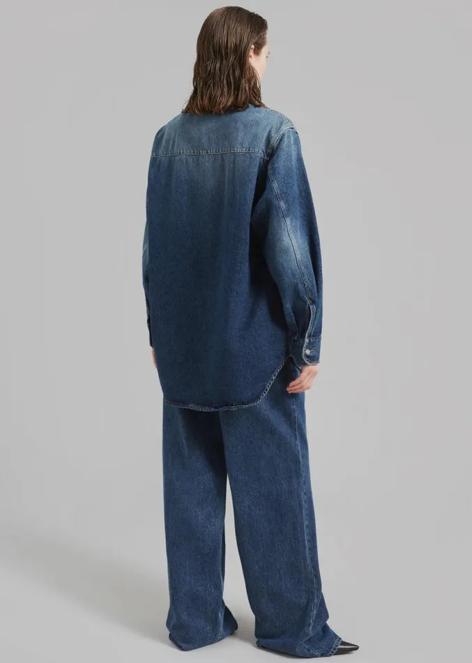 The Frankie Shop Haikure Octavia Shirt 8211 Old Blue Women Clothing