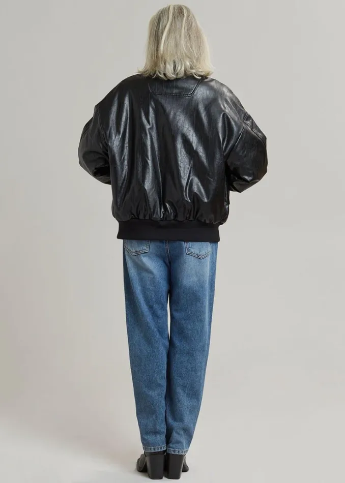 The Frankie Shop Hane Faux Leather Bomber 8211 Black WomenMen Outerwear