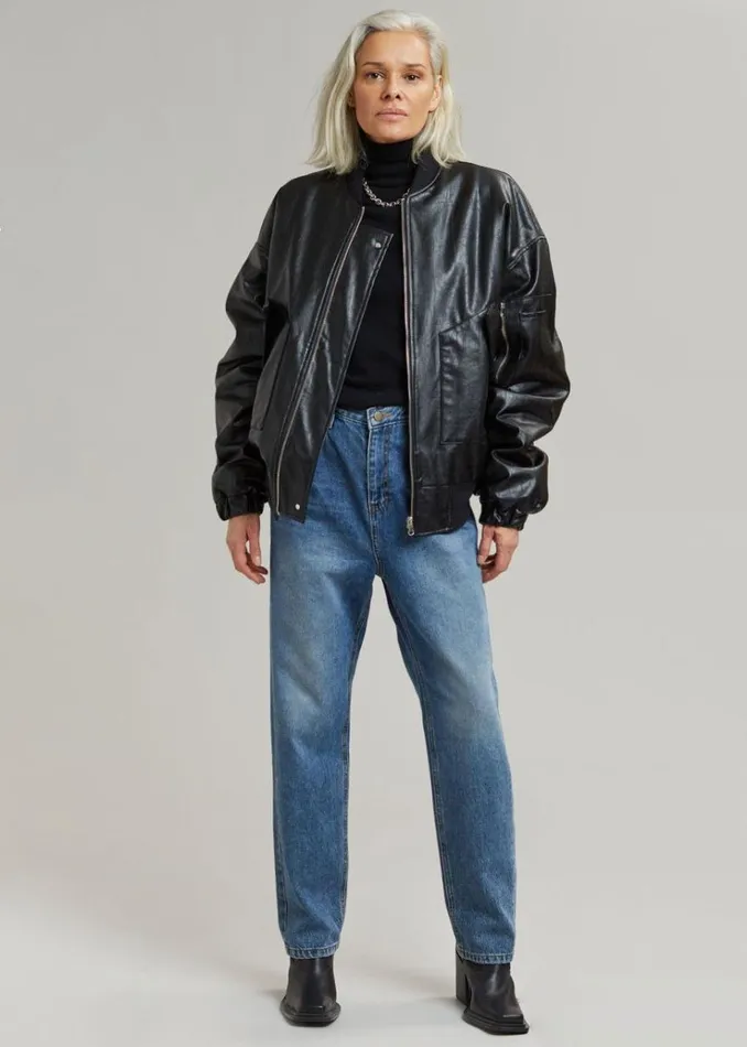 The Frankie Shop Hane Faux Leather Bomber 8211 Black WomenMen Outerwear