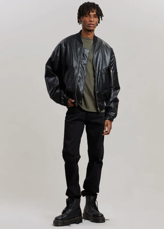 The Frankie Shop Hane Faux Leather Bomber 8211 Black WomenMen Outerwear