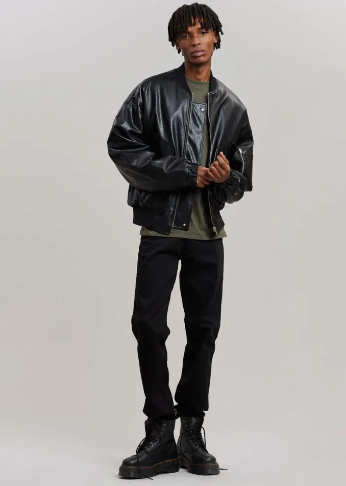 The Frankie Shop Hane Faux Leather Bomber 8211 Black WomenMen Outerwear