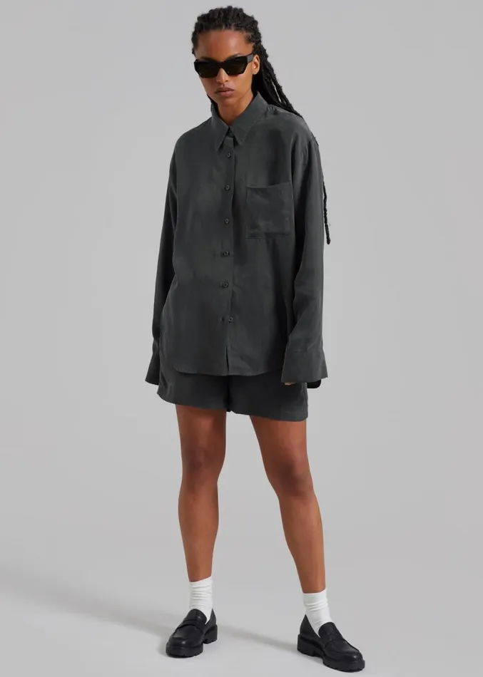 The Frankie Shop Haneul Shorts 8211 Charcoal Women Bottoms