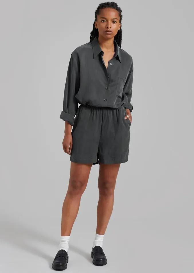 The Frankie Shop Haneul Shorts 8211 Charcoal Women Bottoms