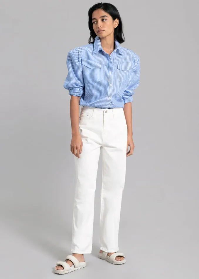 The Frankie Shop Hann Denim Pants 8211 White Women Bottoms
