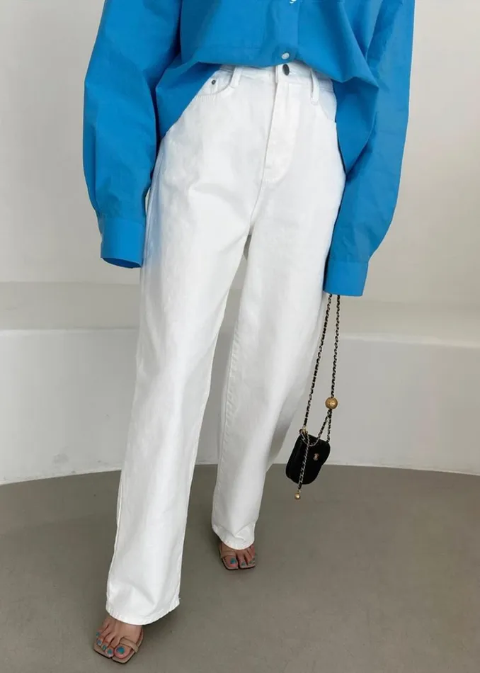 The Frankie Shop Hann Denim Pants 8211 White Women Bottoms