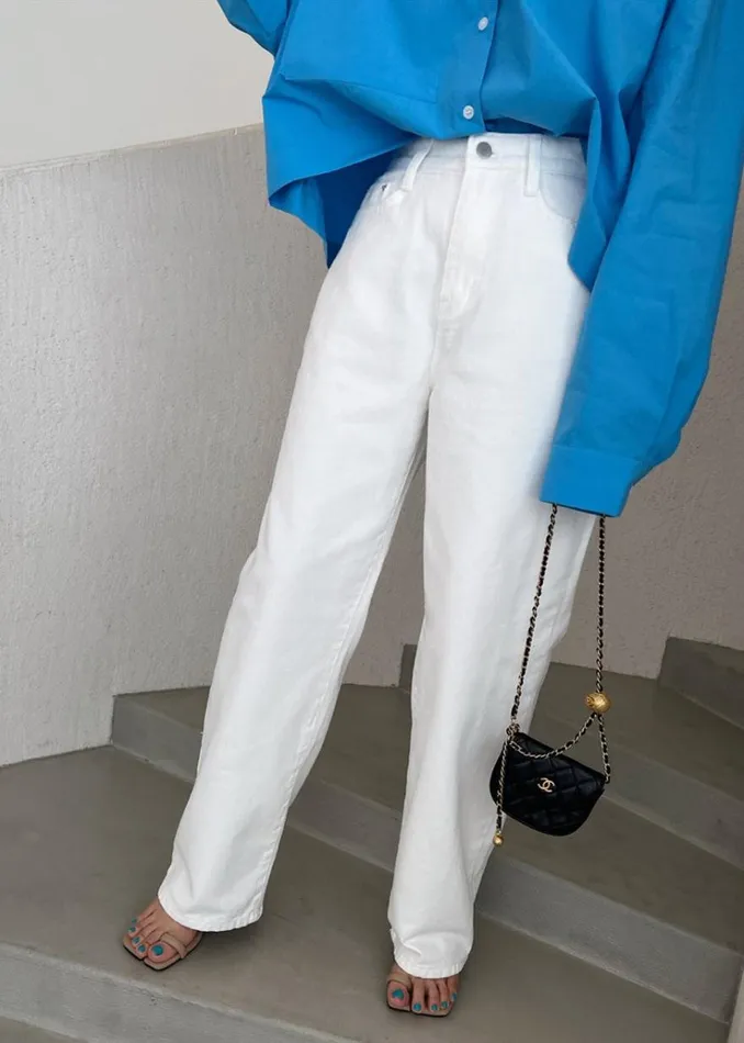 The Frankie Shop Hann Denim Pants 8211 White Women Bottoms