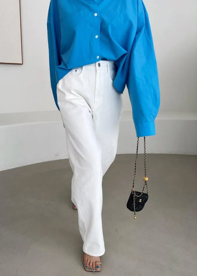 The Frankie Shop Hann Denim Pants 8211 White Women Bottoms