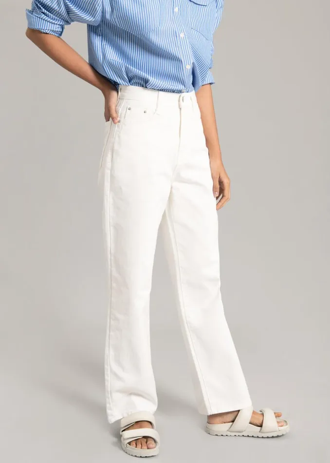The Frankie Shop Hann Denim Pants 8211 White Women Bottoms