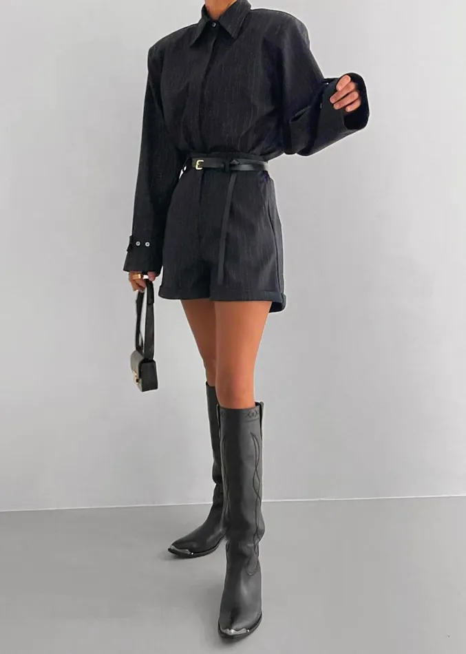 The Frankie Shop Hariett Cuffed Shorts 8211 Black Stripe Women Bottoms
