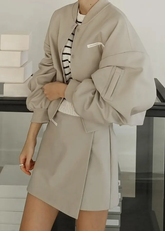 The Frankie Shop Hava Wrap Skort 8211 Beige Women Clothing