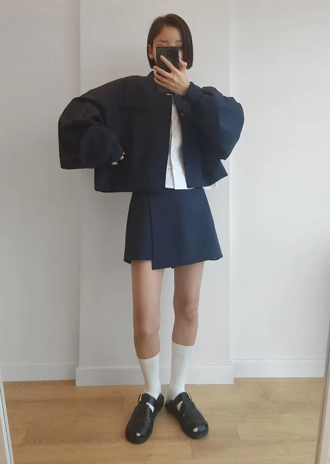 The Frankie Shop Hava Wrap Skort 8211 Navy Women Clothing