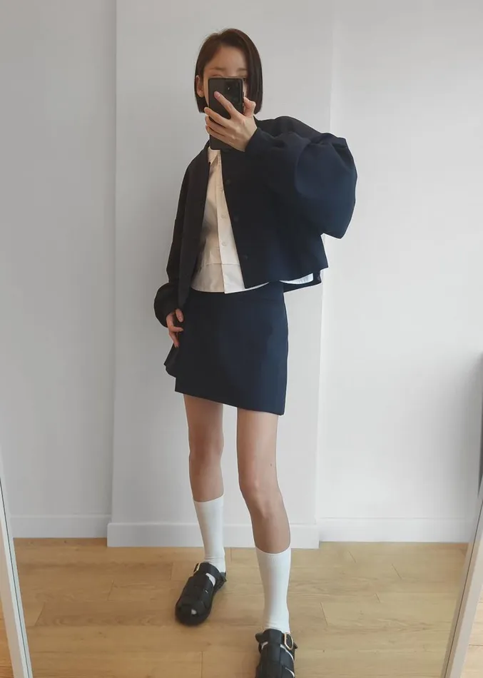 The Frankie Shop Hava Wrap Skort 8211 Navy Women Clothing