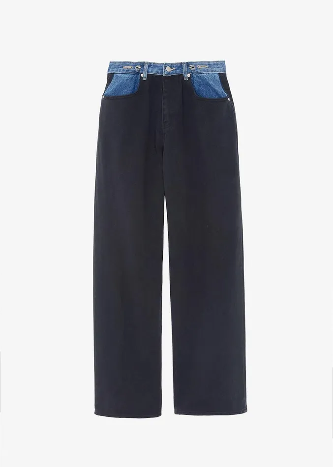 The Frankie Shop Hayla Contrast Denim Pants 8211 BlackBlue Women Denim