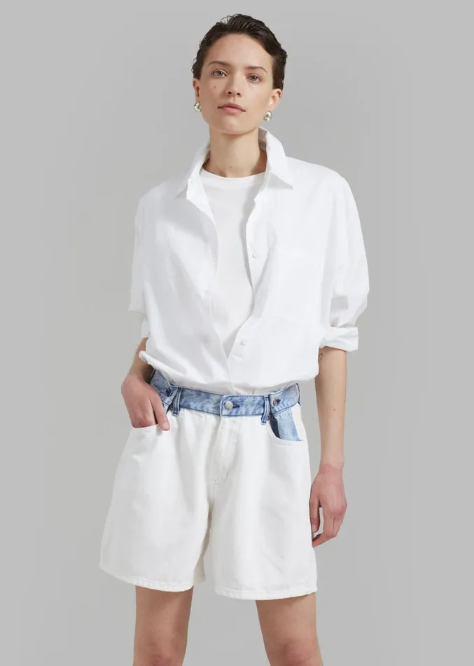 The Frankie Shop Hayla Contrast Denim Shorts 8211 Off WhiteBlue Women Denim