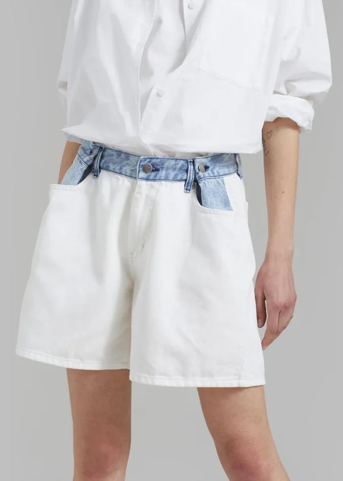 The Frankie Shop Hayla Contrast Denim Shorts 8211 Off WhiteBlue Women Denim