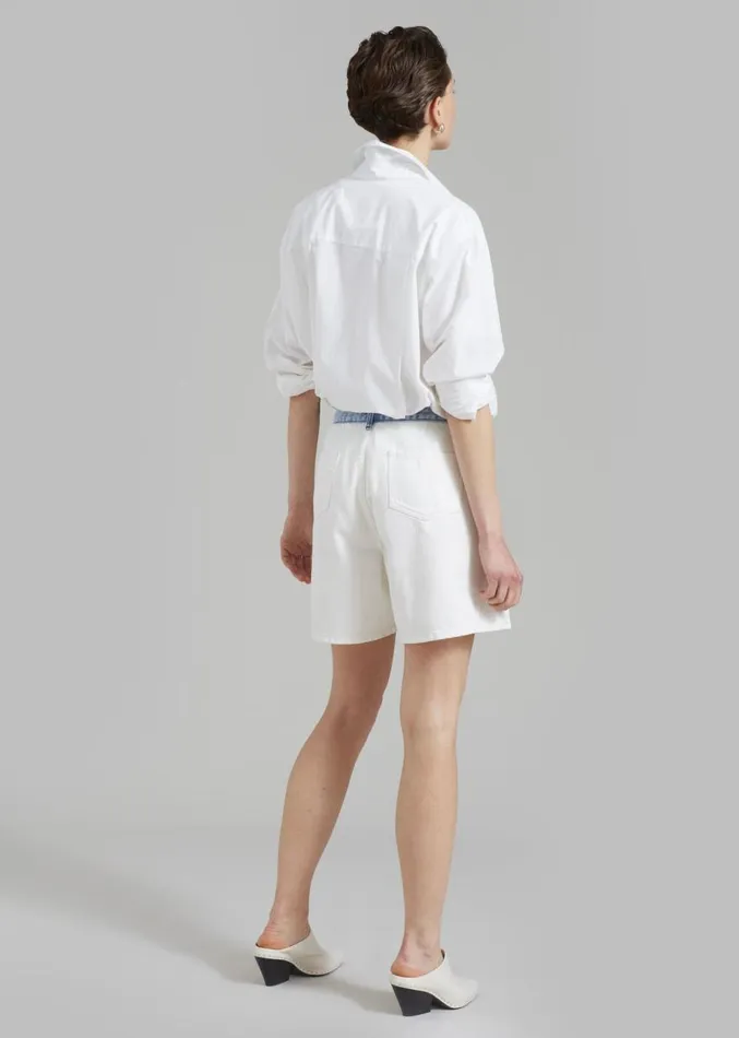 The Frankie Shop Hayla Contrast Denim Shorts 8211 Off WhiteBlue Women Denim