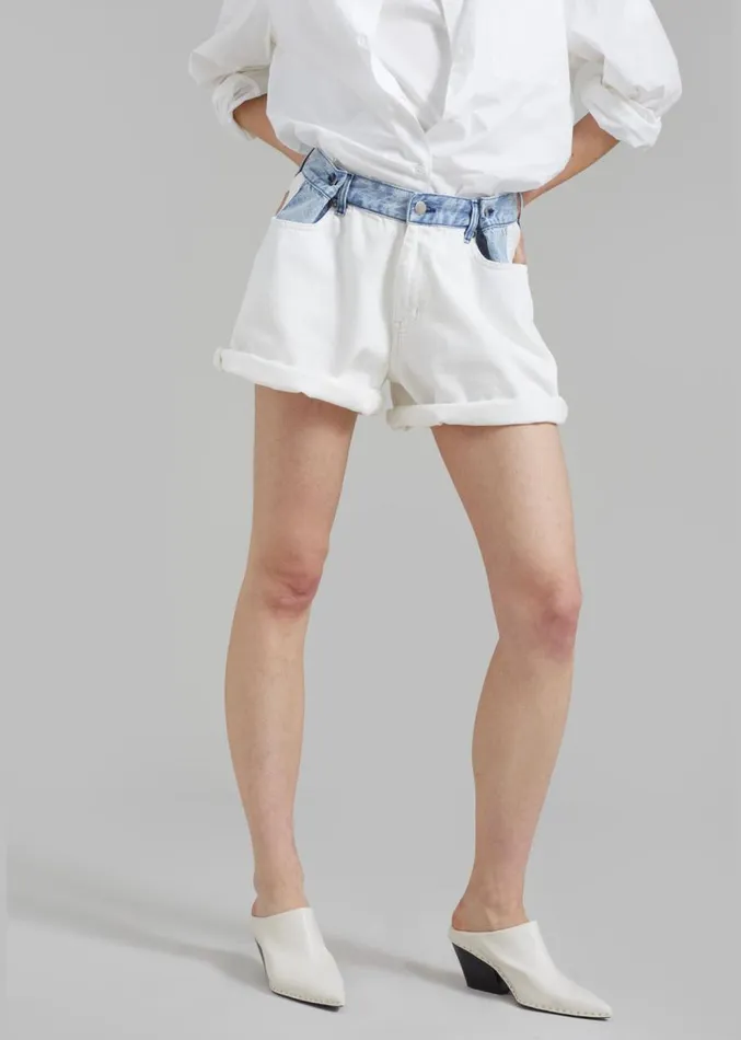 The Frankie Shop Hayla Contrast Denim Shorts 8211 Off WhiteBlue Women Denim