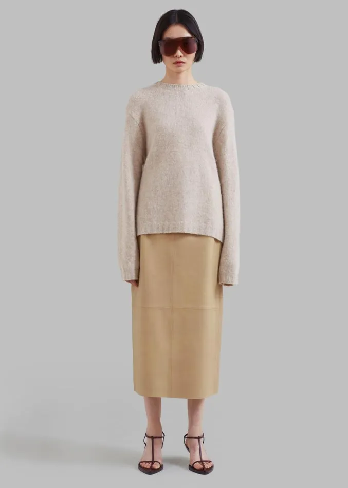 The Frankie Shop Heather Leather Pencil Skirt 8211 Beige Women Clothing