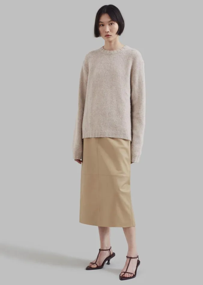 The Frankie Shop Heather Leather Pencil Skirt 8211 Beige Women Clothing