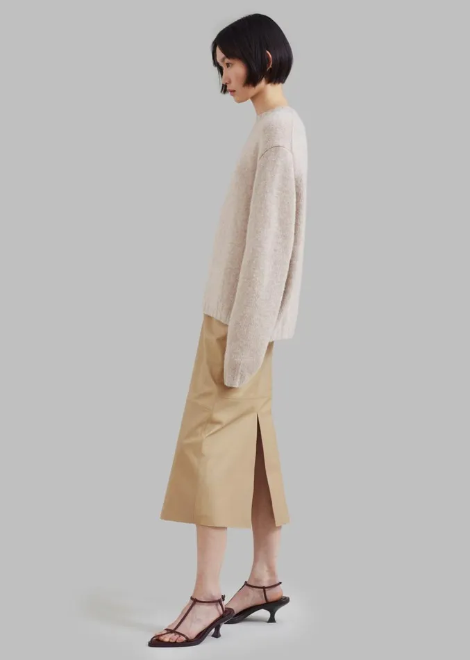 The Frankie Shop Heather Leather Pencil Skirt 8211 Beige Women Clothing