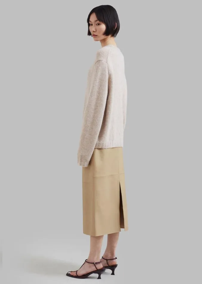 The Frankie Shop Heather Leather Pencil Skirt 8211 Beige Women Clothing