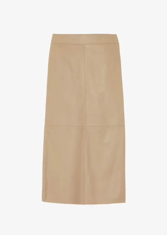 The Frankie Shop Heather Leather Pencil Skirt 8211 Beige Women Clothing