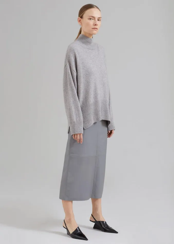 The Frankie Shop Heather Leather Pencil Skirt 8211 Grey Women Bottoms
