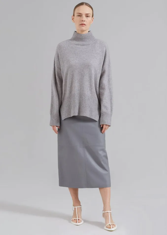 The Frankie Shop Heather Leather Pencil Skirt 8211 Grey Women Bottoms