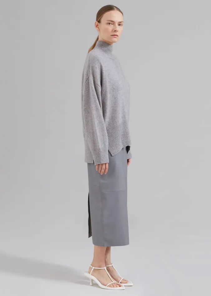 The Frankie Shop Heather Leather Pencil Skirt 8211 Grey Women Bottoms